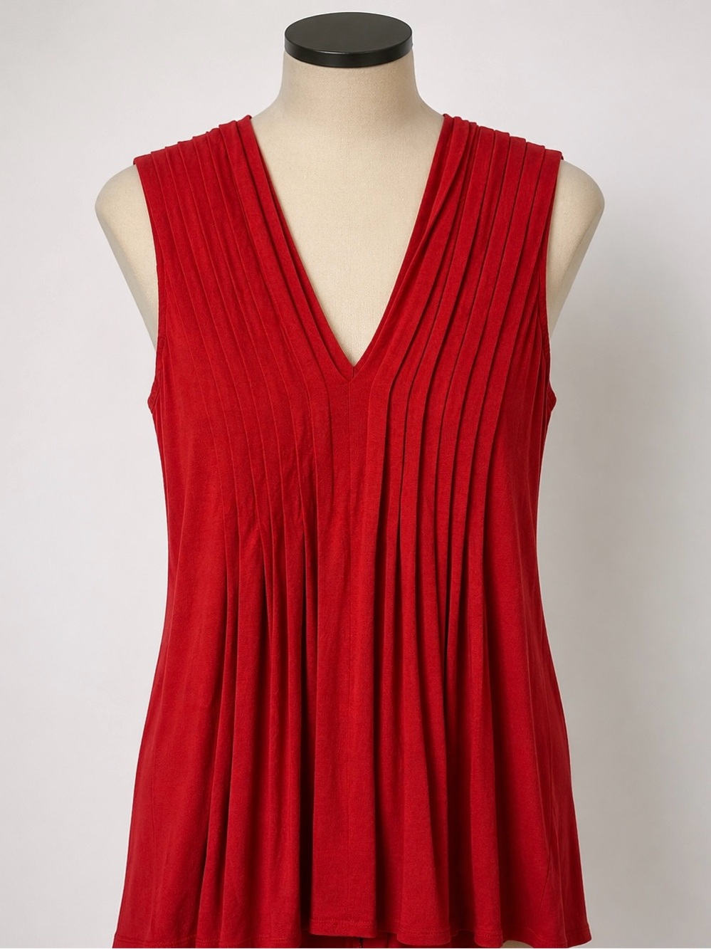 Michael Kors Red V-Neck Pleated Top